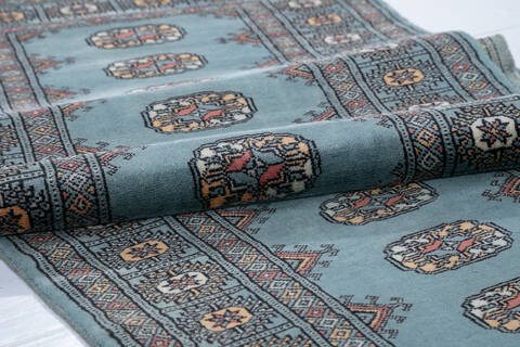 Bokhara Blue Runner Hand Knotted 27 X 910 Area Rug 700-148287 Image 6