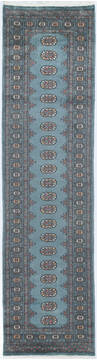 Bokhara Blue Runner Hand Knotted 2'7" X 9'10"  Area Rug 700-148287