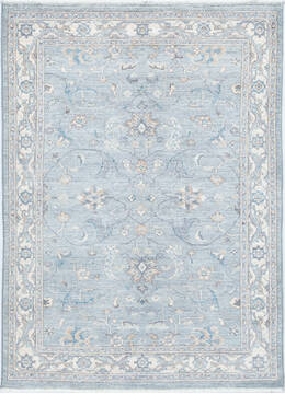 Chobi Light Blue Hand Knotted 4'2" X 5'9"  Area Rug 700-148289
