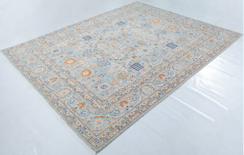 Chobi Light Blue Hand Knotted 81 X 104 Area Rug 700-148294 Image 2