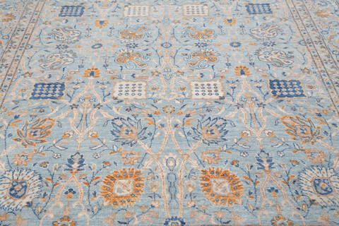 Chobi Light Blue Hand Knotted 81 X 104 Area Rug 700-148294 Image 3