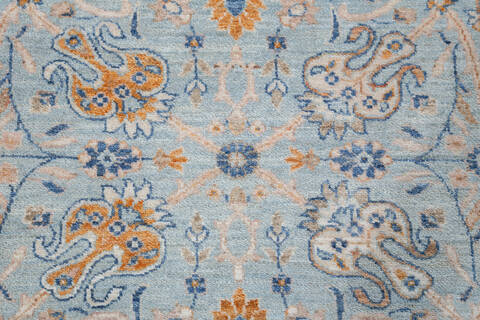 Chobi Light Blue Hand Knotted 81 X 104 Area Rug 700-148294 Image 4