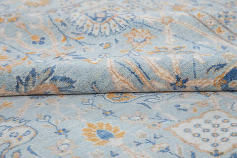 Chobi Light Blue Hand Knotted 81 X 104 Area Rug 700-148294 Image 6
