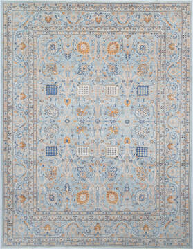 Afghan Chobi Light Blue Rectangle 8x10 ft Wool Carpet 148294