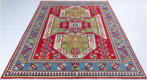 Kazak Red Hand Knotted 59 X 78 Area Rug 700-148295 Image 1