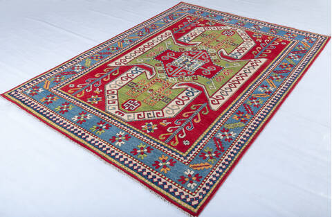 Kazak Red Hand Knotted 59 X 78 Area Rug 700-148295 Image 2