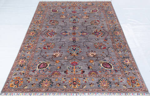 Chobi Grey Hand Knotted 411 X 70 Area Rug 700-148296 Image 1