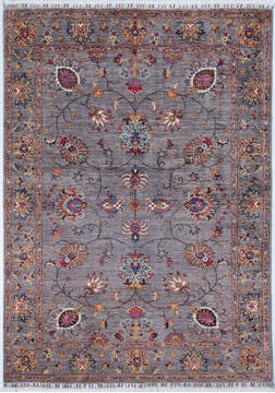 Afghan Chobi Grey Rectangle 5x7 ft Wool Carpet 148296