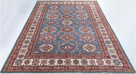 Kazak Blue Hand Knotted 90 X 121 Area Rug 700-148300 Image 1