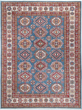 Afghan Kazak Blue Rectangle 9x12 ft Wool Carpet 148300