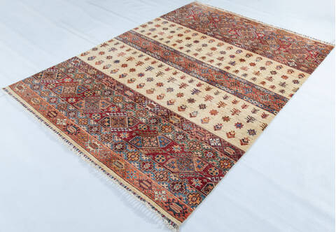 Chobi Beige Hand Knotted 59 X 80 Area Rug 700-148301 Image 2