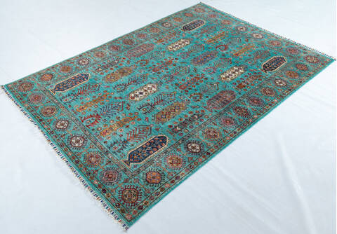 Chobi Green Hand Knotted 59 X 82 Area Rug 700-148303 Image 2