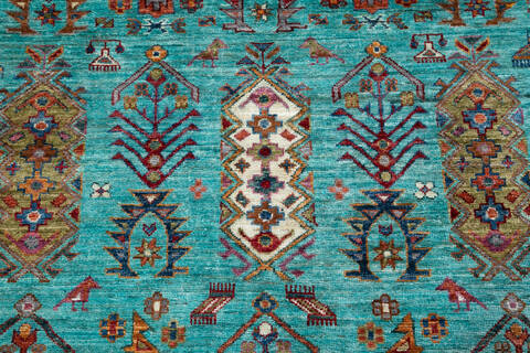 Chobi Green Hand Knotted 59 X 82 Area Rug 700-148303 Image 3