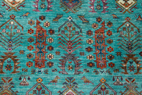 Chobi Green Hand Knotted 59 X 82 Area Rug 700-148303 Image 4