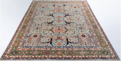 Chobi Green Hand Knotted 90 X 113 Area Rug 700-148307 Image 1