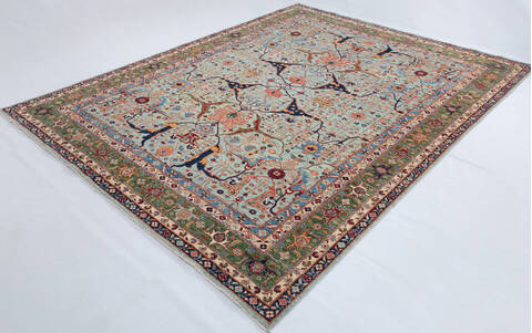 Chobi Green Hand Knotted 90 X 113 Area Rug 700-148307 Image 2
