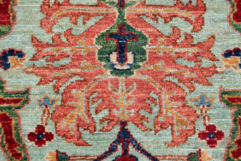 Chobi Green Hand Knotted 90 X 113 Area Rug 700-148307 Image 5