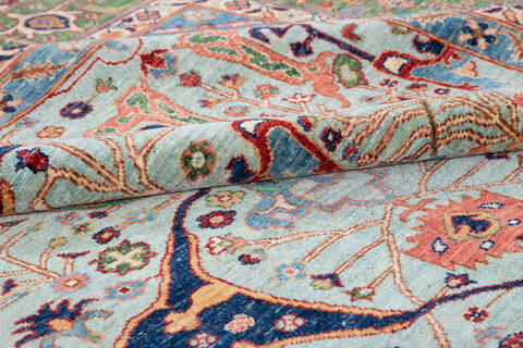 Chobi Green Hand Knotted 90 X 113 Area Rug 700-148307 Image 6