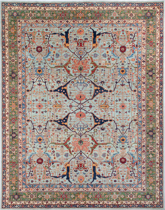 Chobi Green Hand Knotted 90 X 113 Area Rug 700-148307 Image 0