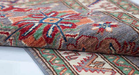 Kazak Grey Runner Hand Knotted 21 X 64  Area Rug 700-148310 Image 7