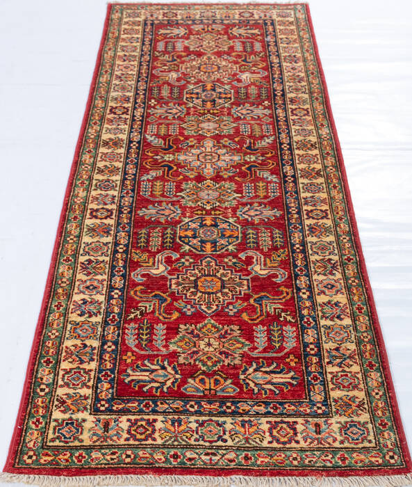 Kazak Red Runner Hand Knotted 27 X 68 Area Rug 700-148311 Image 1