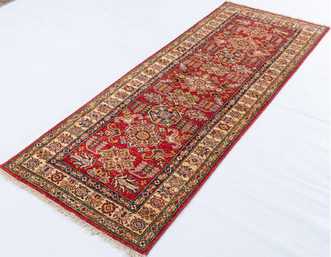Kazak Red Runner Hand Knotted 27 X 68 Area Rug 700-148311 Image 2