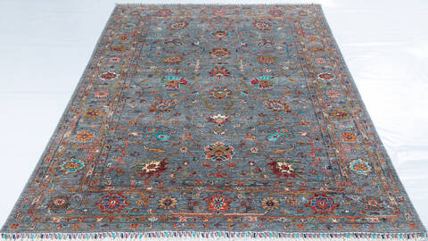 Chobi Grey Hand Knotted 59 X 79 Area Rug 700-148312 Image 1