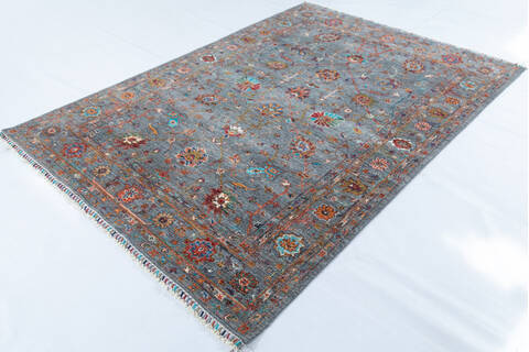 Chobi Grey Hand Knotted 59 X 79 Area Rug 700-148312 Image 2