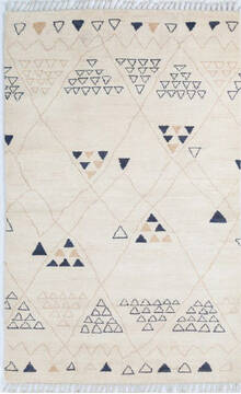 Moroccan Beige Hand Knotted 5'2" X 8'2"  Area Rug 700-148313