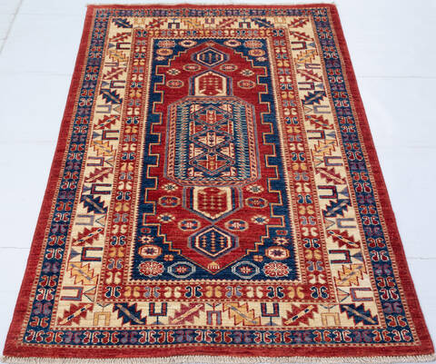 Kazak Red Hand Knotted 30 X 50 Area Rug 700-148317 Image 1
