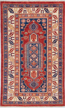 Kazak Red Hand Knotted 3'0" X 5'0"  Area Rug 700-148317