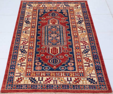 Kazak Red Hand Knotted 31 X 411 Area Rug 700-148318 Image 1