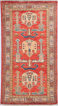 Kazak Red Hand Knotted 2'9" X 5'1"  Area Rug 700-148320