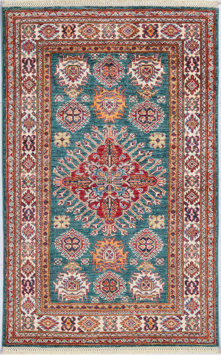 Kazak Green Hand Knotted 33 X 51 Area Rug 700-148325 Image 0