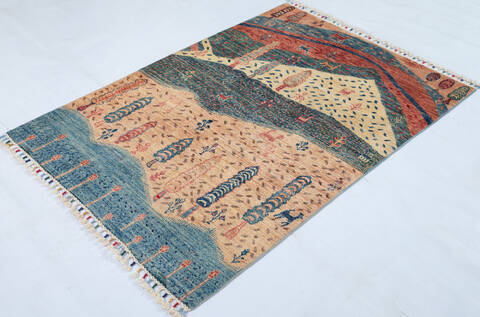 Kazak Multicolor Hand Knotted 33 X 410 Area Rug 700-148330 Image 2