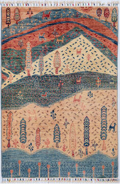 Kazak Multicolor Hand Knotted 3'3" X 4'10"  Area Rug 700-148330