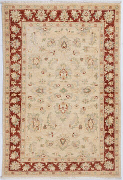 Chobi Beige Hand Knotted 3'3" X 4'11"  Area Rug 700-148332