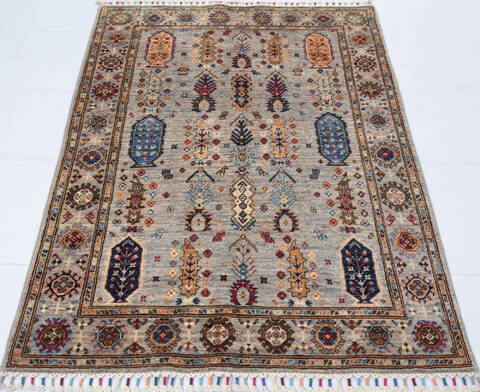 Chobi Grey Hand Knotted 37 X 53 Area Rug 700-148337 Image 1