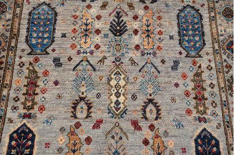 Chobi Grey Hand Knotted 37 X 53 Area Rug 700-148337 Image 3