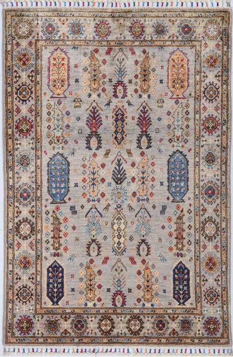 Chobi Grey Hand Knotted 37 X 53 Area Rug 700-148337 Image 0