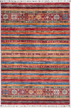 Chobi Red Hand Knotted 3'6" X 5'2"  Area Rug 700-148338