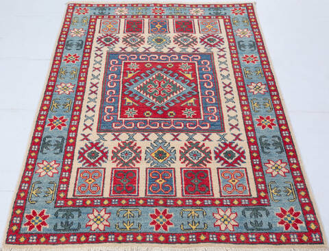 Kazak Beige Hand Knotted 35 X 410 Area Rug 700-148342 Image 1