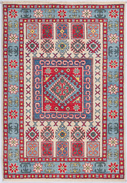 Kazak Beige Hand Knotted 3'5" X 4'10"  Area Rug 700-148342