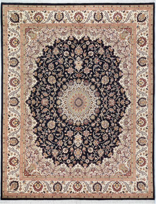Pak-Persian Black Hand Knotted 82 X 105 Area Rug 700-148346 Image 0