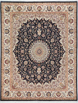 Pakistani Pak-Persian Black Rectangle 8x10 ft Wool Carpet 148346