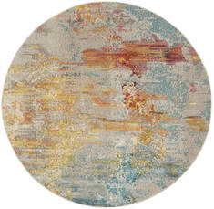Nourison Celestial Multicolor Round 7 to 8 ft Polypropylene Carpet 149843
