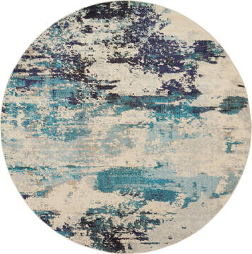 Nourison Celestial Blue Round 7 to 8 ft 100% Polypropylene Carpet 149844