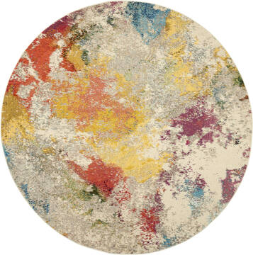 Nourison Celestial Multicolor Round 7 to 8 ft 100% Polypropylene Carpet 149867
