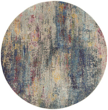 Nourison Celestial Multicolor Round 7 to 8 ft 100% Polypropylene Carpet 149903
