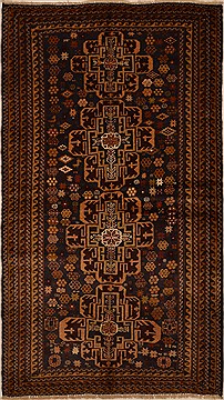 Baluch Brown Hand Knotted 3'8" X 6'7"  Area Rug 100-15021